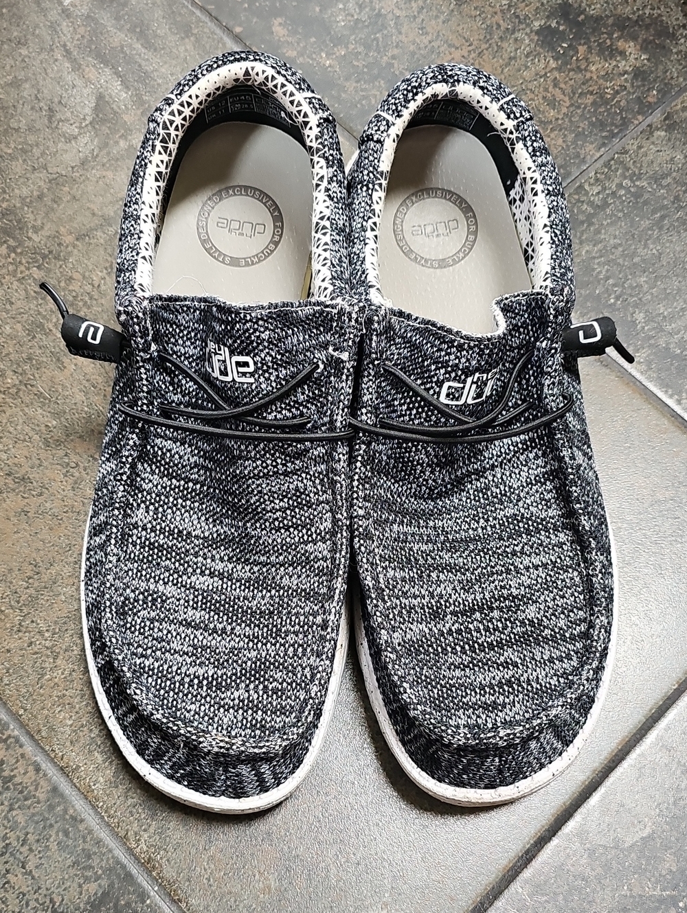Hey Dude Black & White Knit Slip-On Loafers
